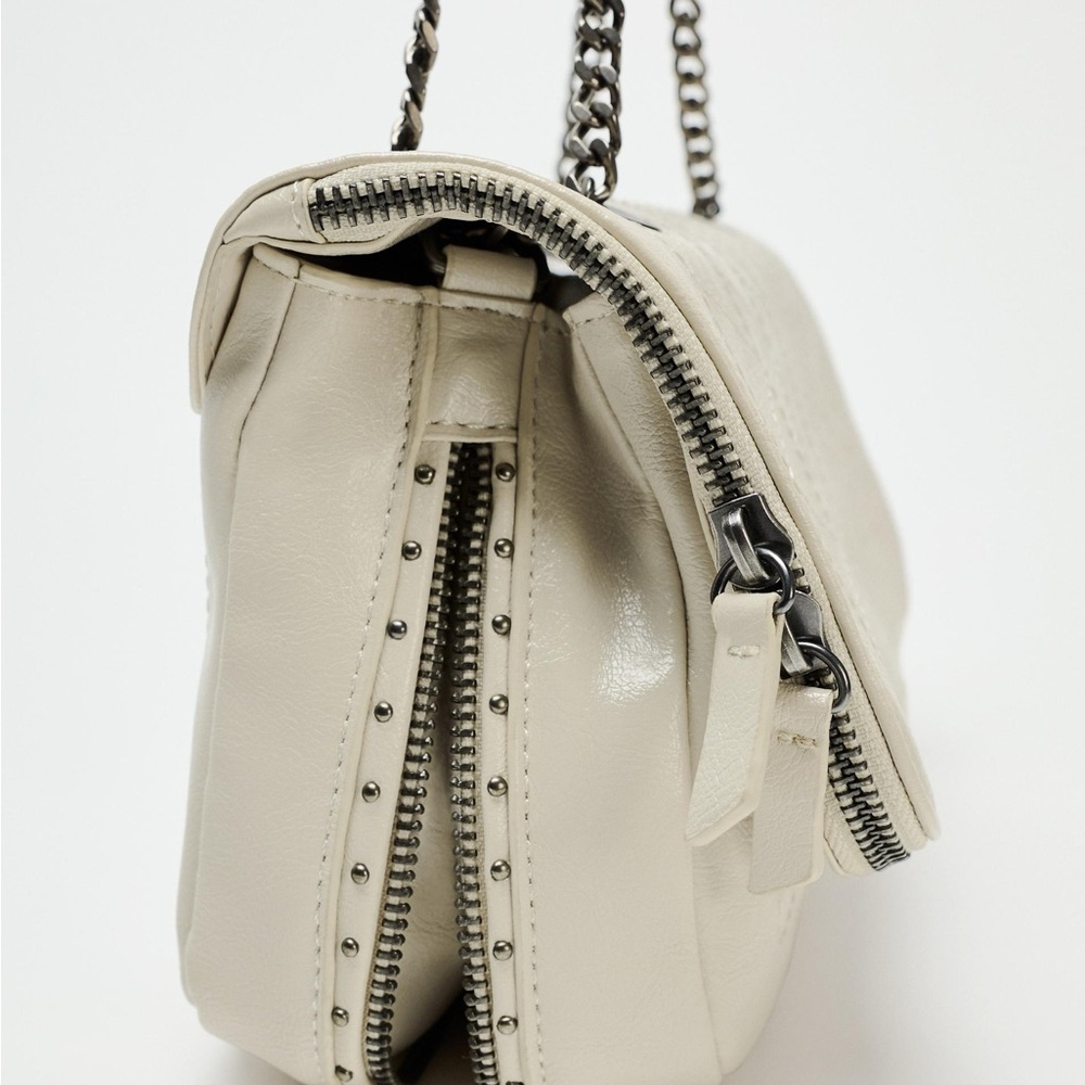 ZARA Cream Quilted Chain-Handle Shoulder Bag - Picture 11 of 12